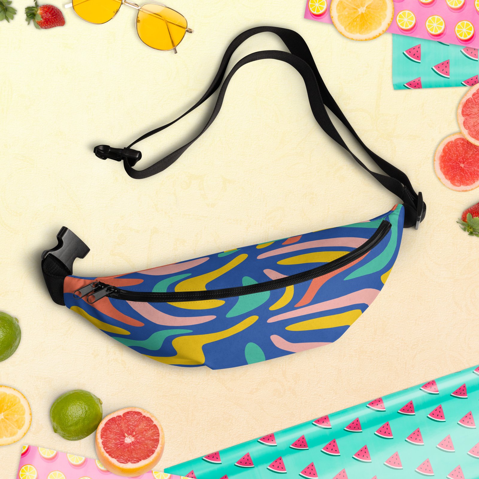 all-over-print-fanny-pack-white-front-6874d96f98ac9.jpg Colourful Crossbody Bag with Secret Pocket - Image 3