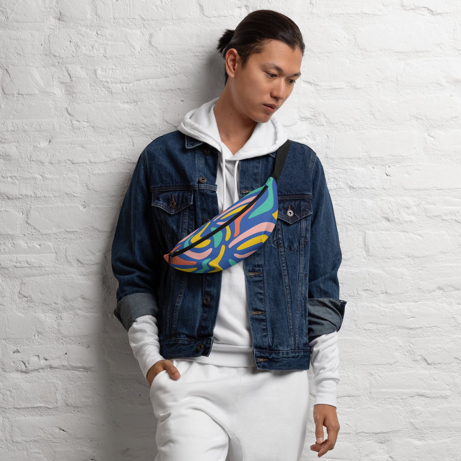 all-over-print-fanny-pack-white-front-6874d96f98cf0.jpg Colourful Crossbody Bag with Secret Pocket - Image 6