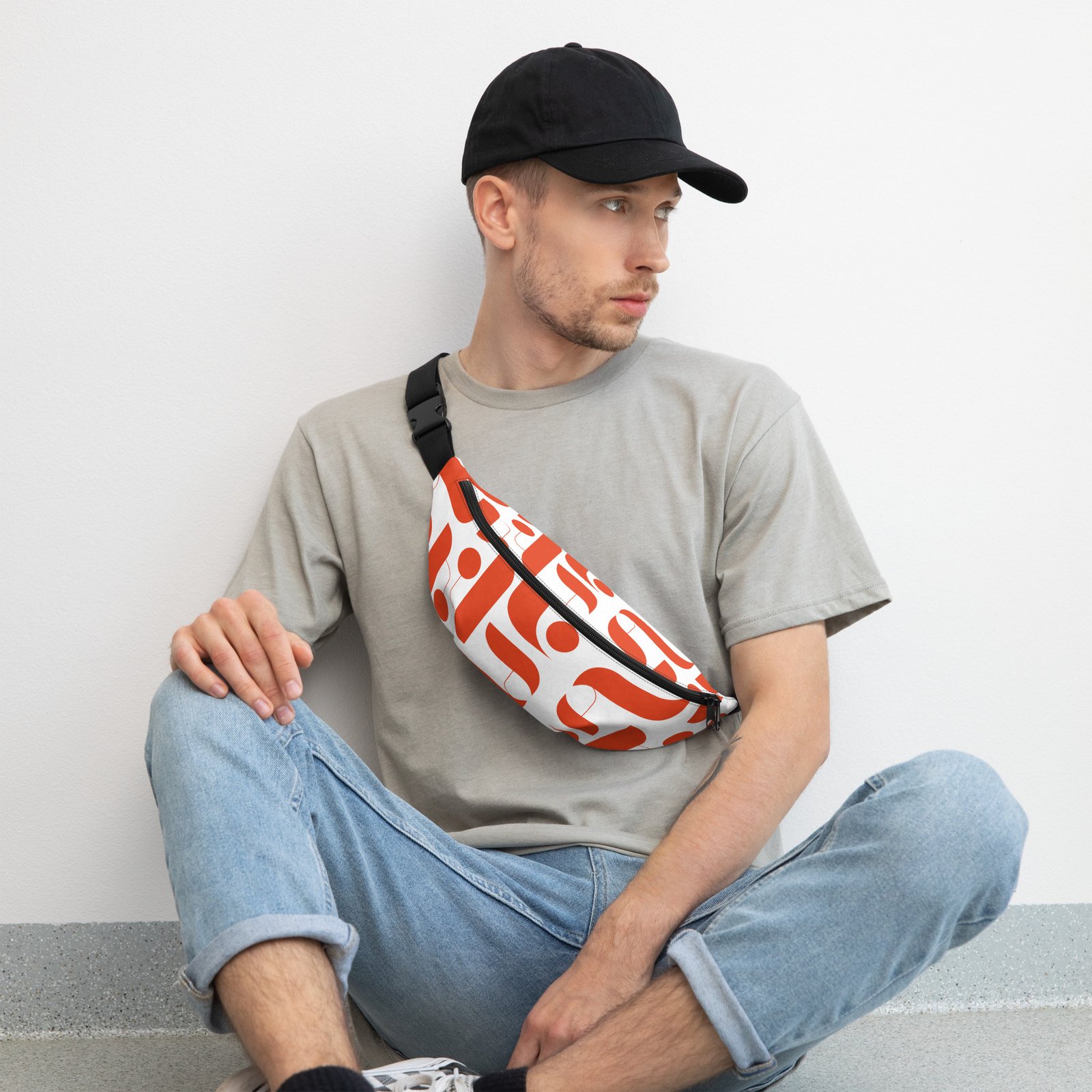 all-over-print-fanny-pack-white-front-6874f0d326b52.jpg Colourful Water Resistant Crossbody Bag - Image 7