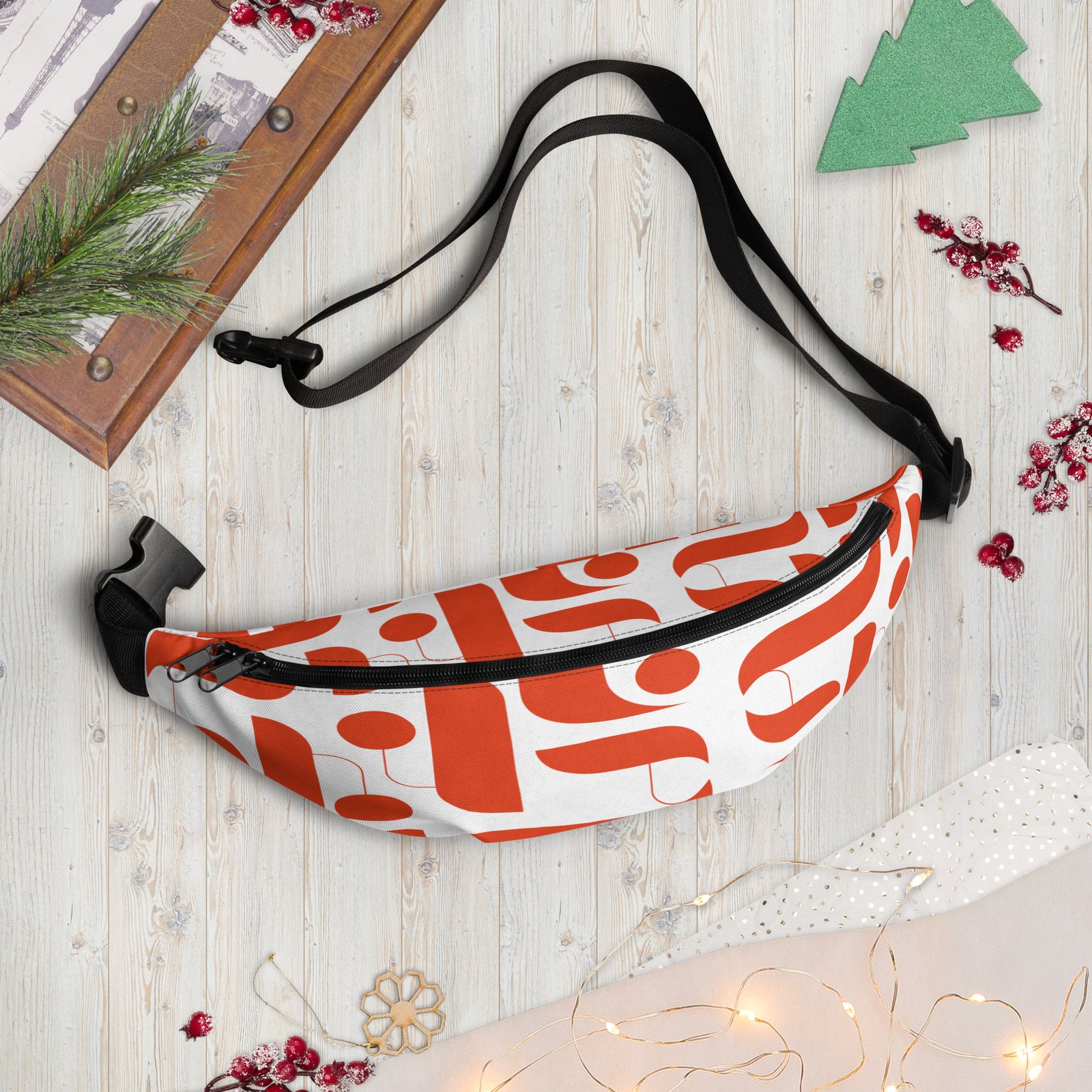 all-over-print-fanny-pack-white-front-6874f0d326e92.jpg Colourful Water Resistant Crossbody Bag - Image 12