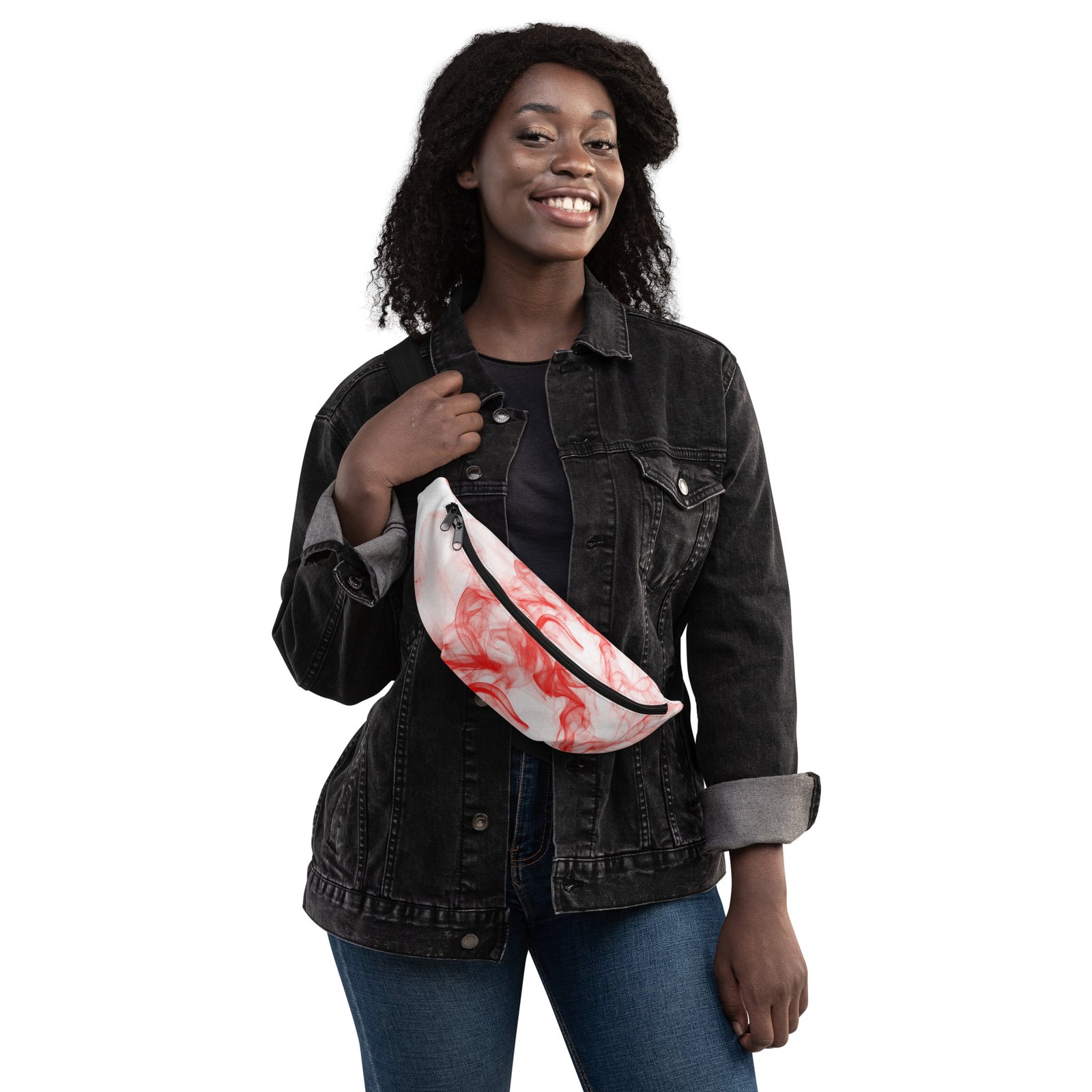 all-over-print-fanny-pack-white-front-687539b969d37.jpg Fanny Pack - White and Red Smoke - Image 5