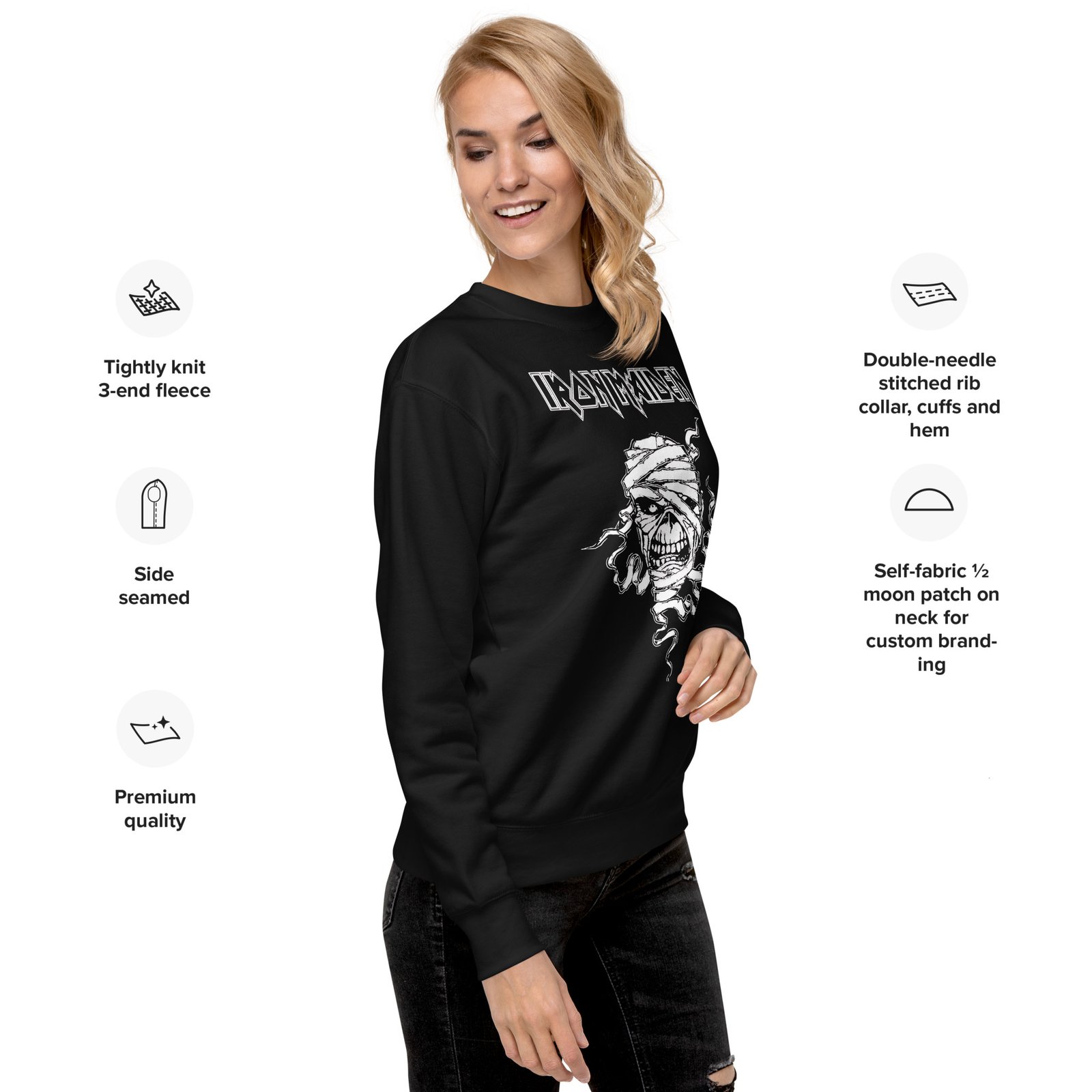 unisex-premium-sweatshirt-black-right-front-6874f3a5c34b6.jpg Iron Maiden Sweatshirt - Unisex Premium Black - Image 3